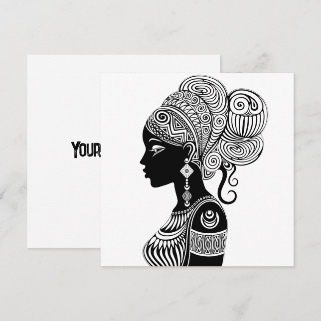 Carte Tatouage Tribal Portrait de Fille Africaine (Devant / Derrière)