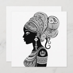 Carte Tatouage Tribal Portrait de Fille Africaine
