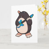 Carte Taupe à la musique avec guitare (Fleur jaune)