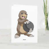 Carte Taupe au bowling avec boule de bowling (Dos)