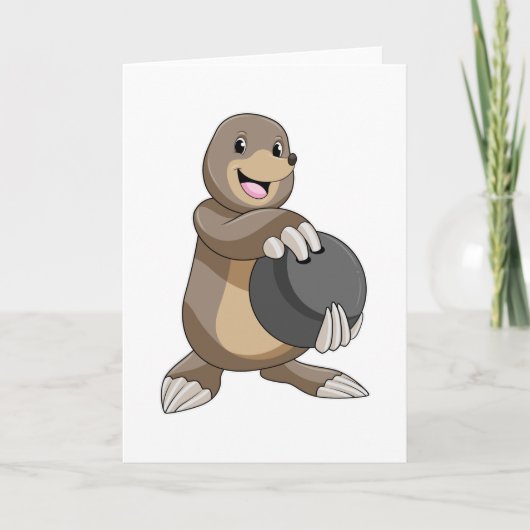 Carte Taupe au bowling avec boule de bowling (Devant)