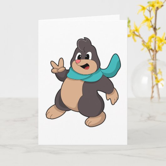 Carte Taupe avec écharpe (Fleur jaune)