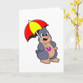 Carte Taupe avec parapluie (Fleur jaune)