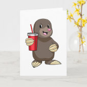 Carte Taupe avec tasse à café (Fleur jaune)