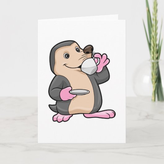Carte Taupe avec tasse de café et soucoupe (Devant)