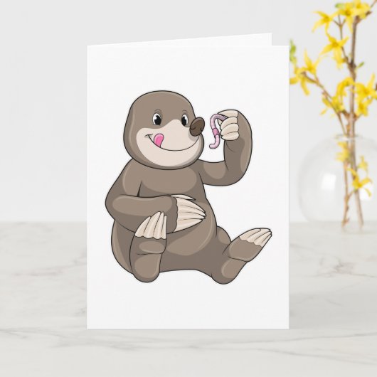 Carte Taupe avec Ver de Terre (Fleur jaune)