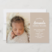 Carte Taupe Baby Photo Annonces de naissance (Devant)