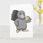 Carte Taupe comme bricoleur avec marteau (Fleur jaune)