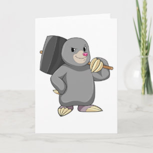 Carte Taupe comme bricoleur avec marteau