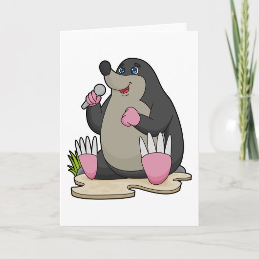 Carte Taupe comme chanteuse avec microphone (Devant)