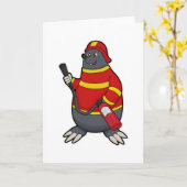 Carte Taupe comme pompier avec extincteur (Fleur jaune)