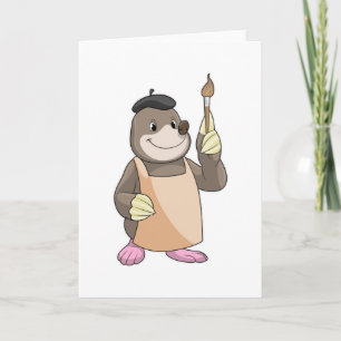 Carte Taupe en tant que peintre avec pinceau