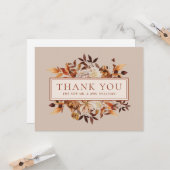 Carte Taupe Fall Terracotta Feuille Merci Floral (Devant/Arrière en situation)