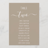 Carte Taupe Modern White Script Brown Seating Chart Card (Devant)