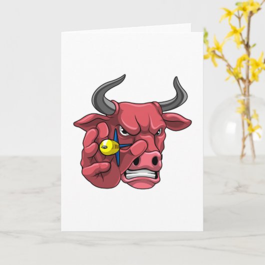 Carte Taureau aux fléchettes avec fléchette (Fleur jaune)