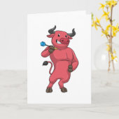 Carte Taureau aux fléchettes avec fléchette (Fleur jaune)