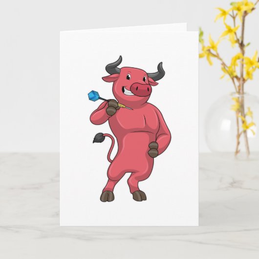 Carte Taureau aux fléchettes avec fléchette (Fleur jaune)