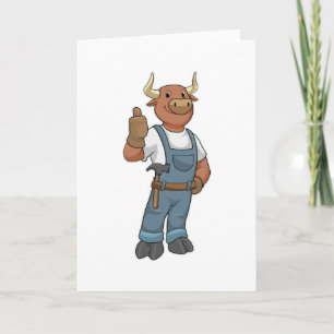Carte Taureau en bricoleur avec marteau
