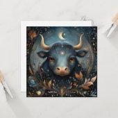 Carte Taurus Bull Zodiac Astrology Celestial Birthday (Devant/Arrière en situation)