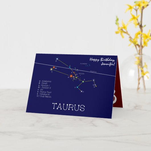 Carte Taurus de Constellation Zodiaque (Fleur jaune)