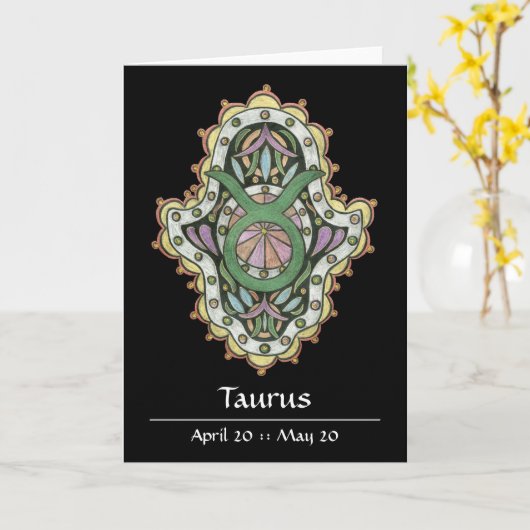 Carte Taurus Khamsa (Fleur jaune)
