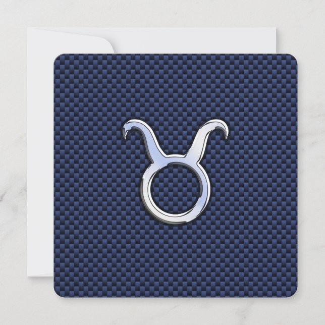 Carte Taurus Zodiac Décor Marine Blue Carbon Fiber Impre (Devant)