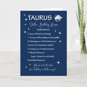 Carte Taurus Zodiac Stellar Recette d'anniversaire