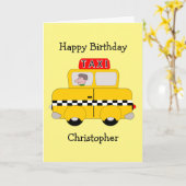 Carte Taxi Jaune Anniversaire (Fleur jaune)