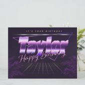 Carte Taylor Nom Prénom lila retro Map Anniversaire (Debout devant)