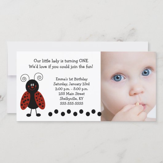 Carte {TBA} Photo Little Ladybug Anniversaire / Naissanc (Devant)
