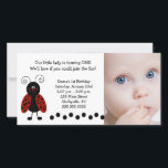 Carte {TBA} Photo Little Ladybug Anniversaire / Naissanc<br><div class="desc">Jolie petite carte de coccinelle "Lovebug" que vous pouvez personnaliser pour l'anniversaire,  baby shower ou faire-part de naissance!</div>
