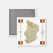 Carte Tchad + Magnet des drapeaux (Recto/Verso)