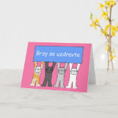 Carte Tchèque Bien Se Bien Bientôt Cartoon Chats (Fleur jaune)