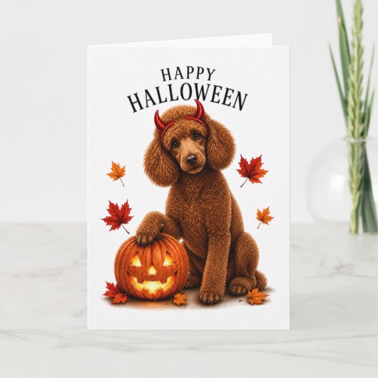 Carte Tchiens de Halloween en Diable Caniche (Devant)
