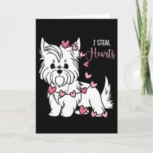 Carte Tchiot Terrier Yorkshire Je Vole des Coeurs Mignon