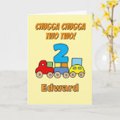 Carte Tchou Tchou Chugga Deux Deux 2e Anniversaire Train (Fleur jaune)