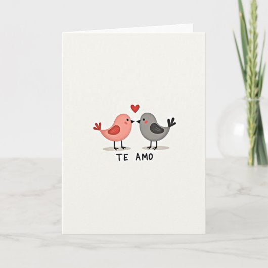 Carte Te Amo Oiseaux d'Amour Mignons (Devant)