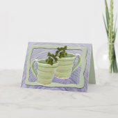 Carte Te Manquant Tea Time Green Mugs Mint Sprigs Photo (Devant)