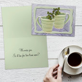 Carte Te Manquant Tea Time Green Mugs Mint Sprigs Photo