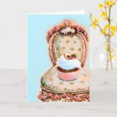 Carte Tea Party Cupcake Design (Fleur jaune)