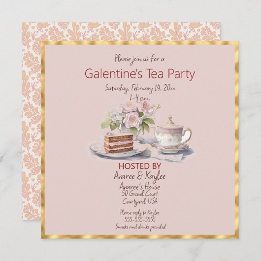Carte Tea Party de la Saint-Galentin (Devant / Derrière)