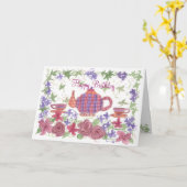 Carte Tea Time Teapot and Flowers Anniversaire Card (Fleur jaune)