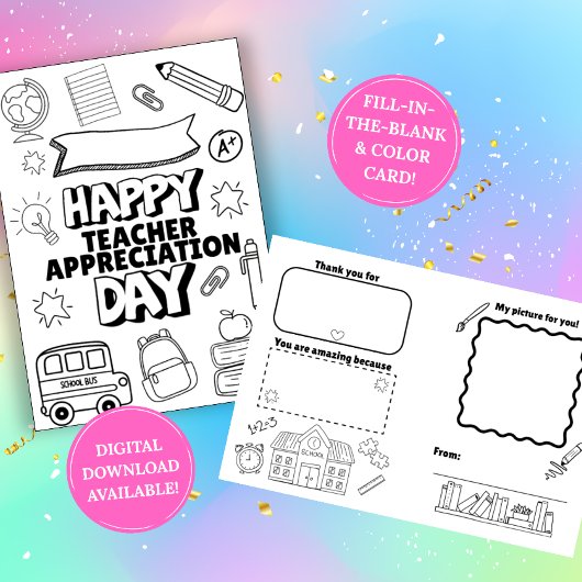 Carte Teacher Appreciation Fill In The Blank Card