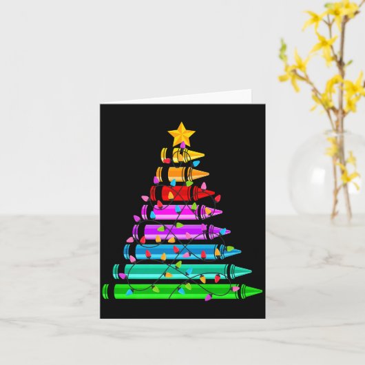 Carte Teacher Christmas Crayon Tree Student Pajama Chris (Fleur jaune)