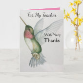 Carte Teacher Merci Happy Hummingbird Aquarelle (Fleur jaune)