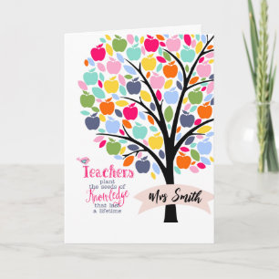 Carte Teacher Pommier coloré Merci cadeau