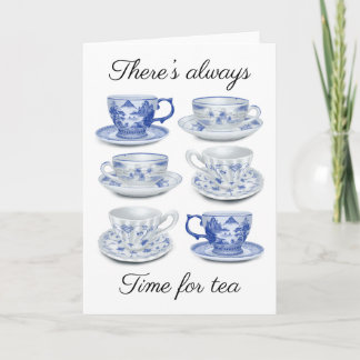 Carte Teacup bleu et blanc