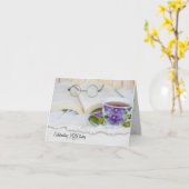 Carte Teacup et réserver Anniversaire (Fleur jaune)
