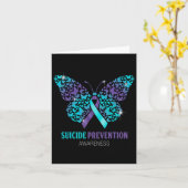Carte Teal And Purple Butterfly Suicide Prevention Aware (Fleur jaune)