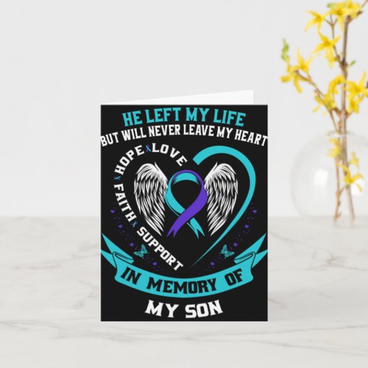 Carte Teal And Purple Suicide Awareness Ribbon In Memory (Fleur jaune)